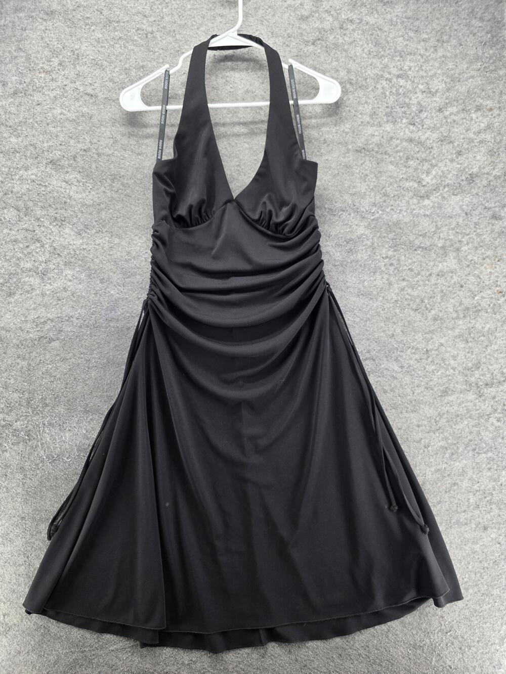 BISOU BISOU Dress Womens 12 Black Fit & Flare Halter Strappy Midi Cocktail